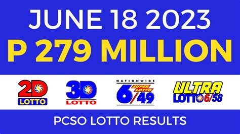 lotto result june 18 2023|LOTTO RESULT Today, Sunday, June 18, 2023 (6/58, 6/49).